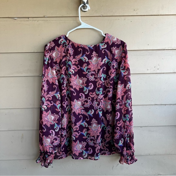 LOFT Boho Long Sleeve Blouse - Size XL - Peasant Modest Office - Picture 7 of 7
